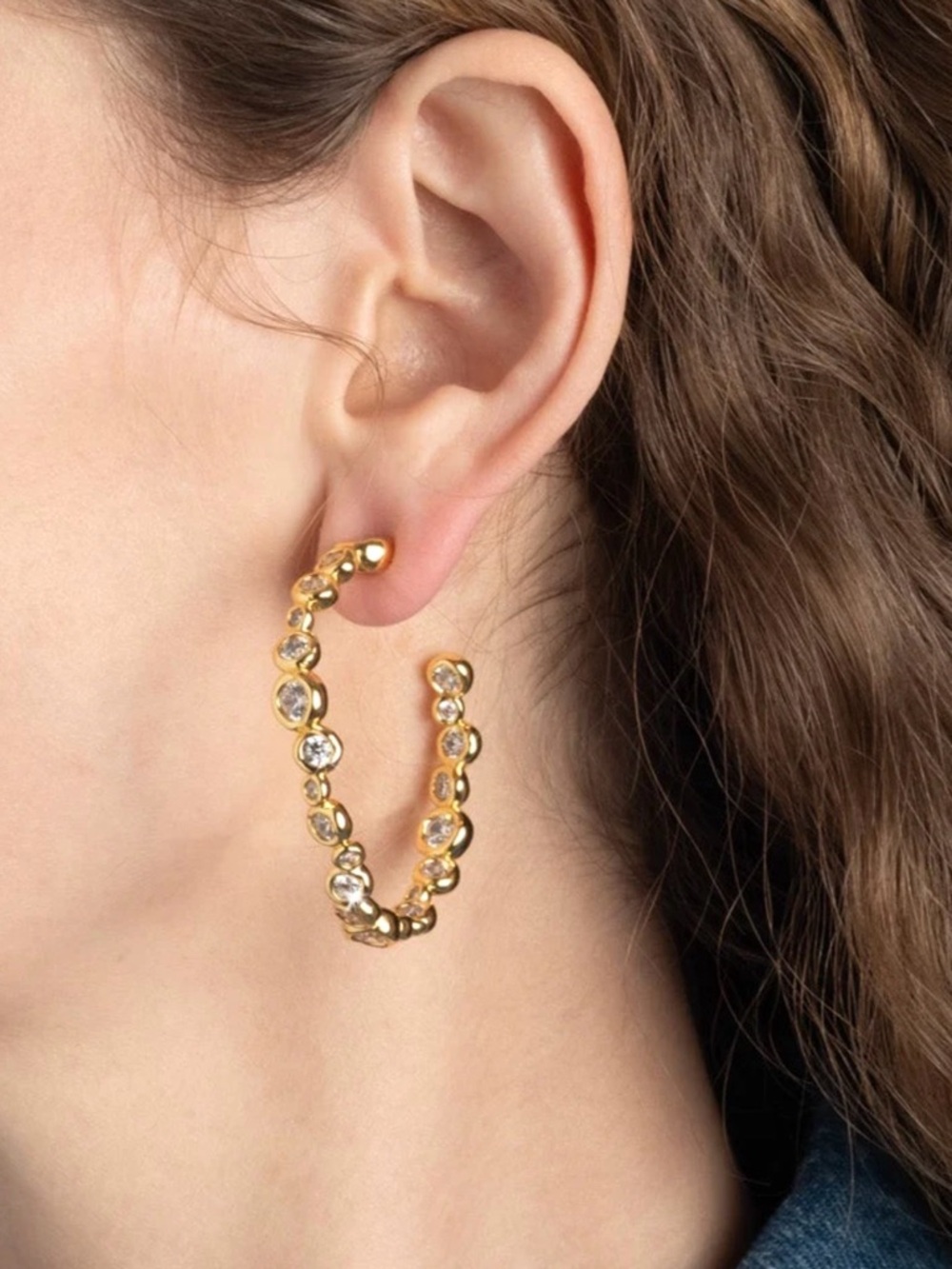NEW ALEXIS BITTAR Asterales Gold Large Hoop Earrings MY13